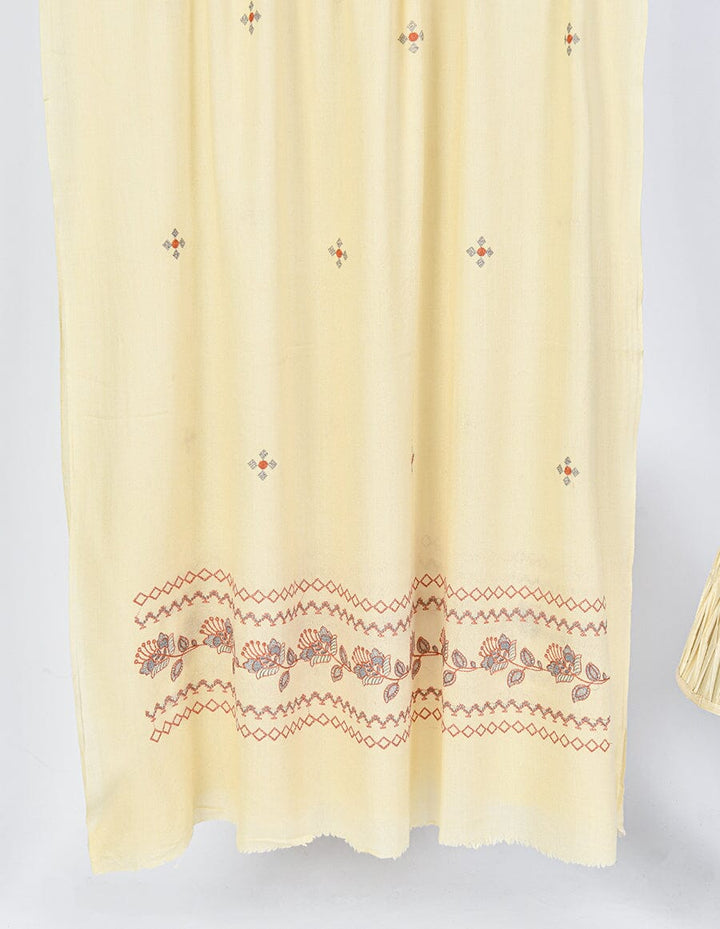 Embroidered Shawl-7 Off White Apparel & Accessories KHAS STORES 