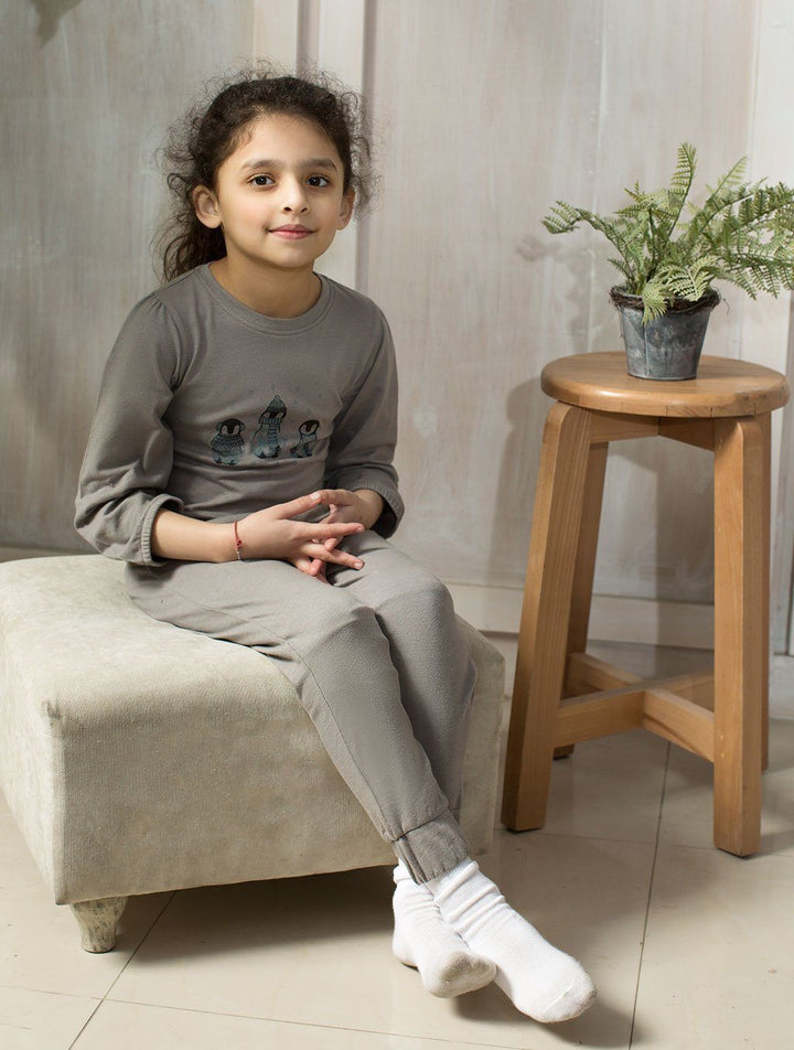 GIRLS GREY COTTON LOUNGEWEAR LW-017 LOUNGEWEAR FASSTIGIR 