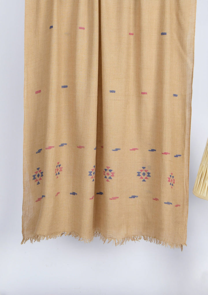 Khaddi Embroidered Shawl-3 Brown Apparel & Accessories KHAS STORES 