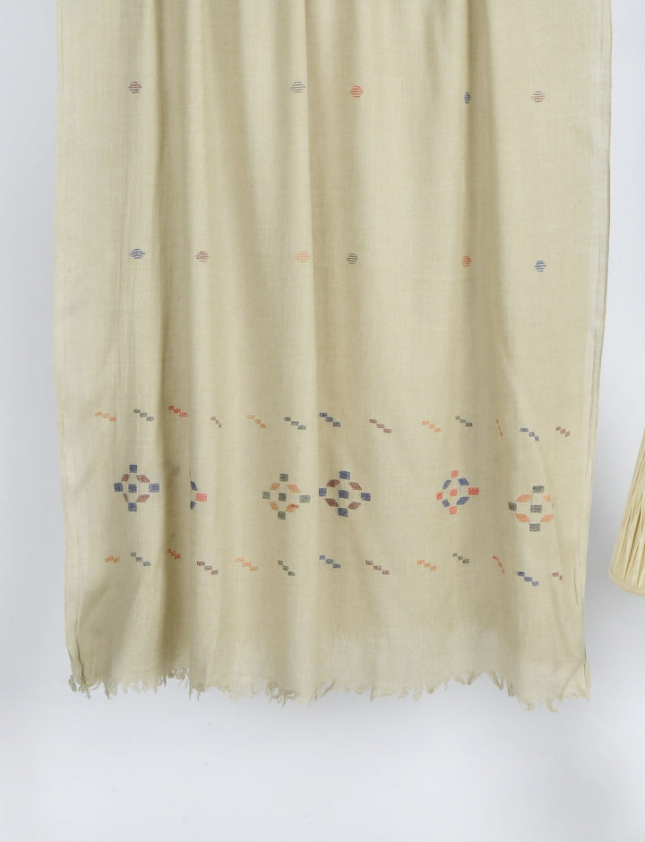 Khaddi Embroidered Shawl-6 Beige Apparel & Accessories KHAS STORES 