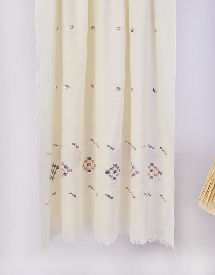 Khaddi Embroidered Shawl-6 Off White Apparel & Accessories KHAS STORES 