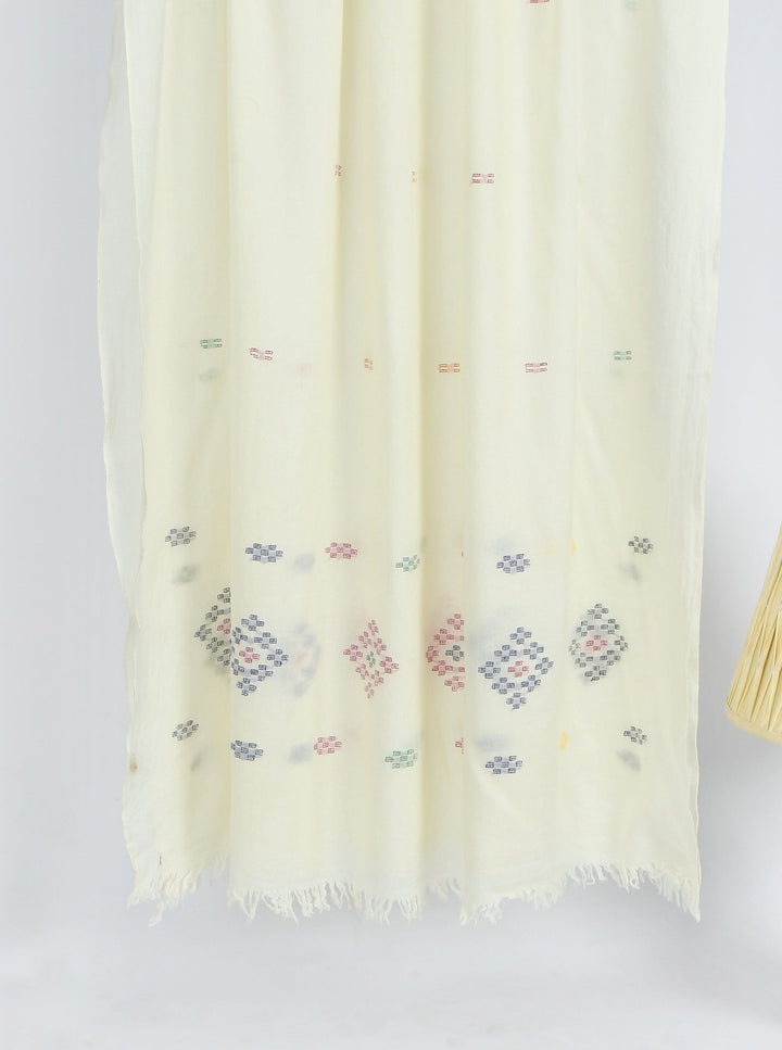 Khaddi Embroidered Shawl-8 Off White Apparel & Accessories KHAS STORES 