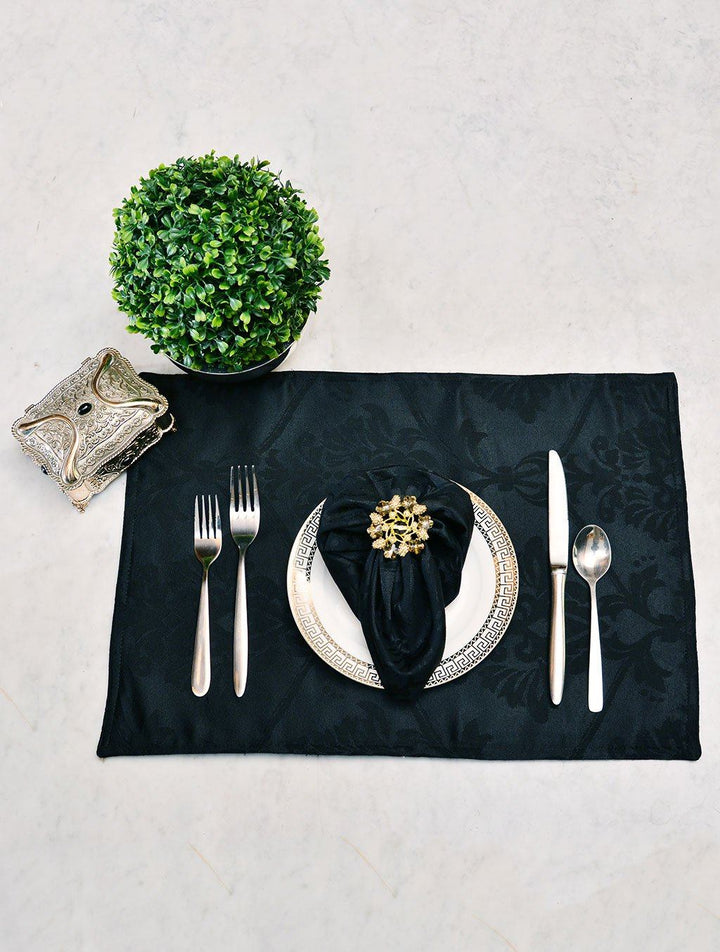 Kitchen Linen Jacquard Black Kitchen Accessories HOMKITLIN Place Mat