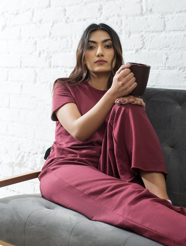 LADIES BURGUNDY LOUNGEWEAR LW-012 LOUNGEWEAR FASSTIGIR